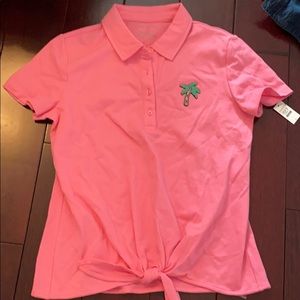 Pink tie shirt with Palm tree